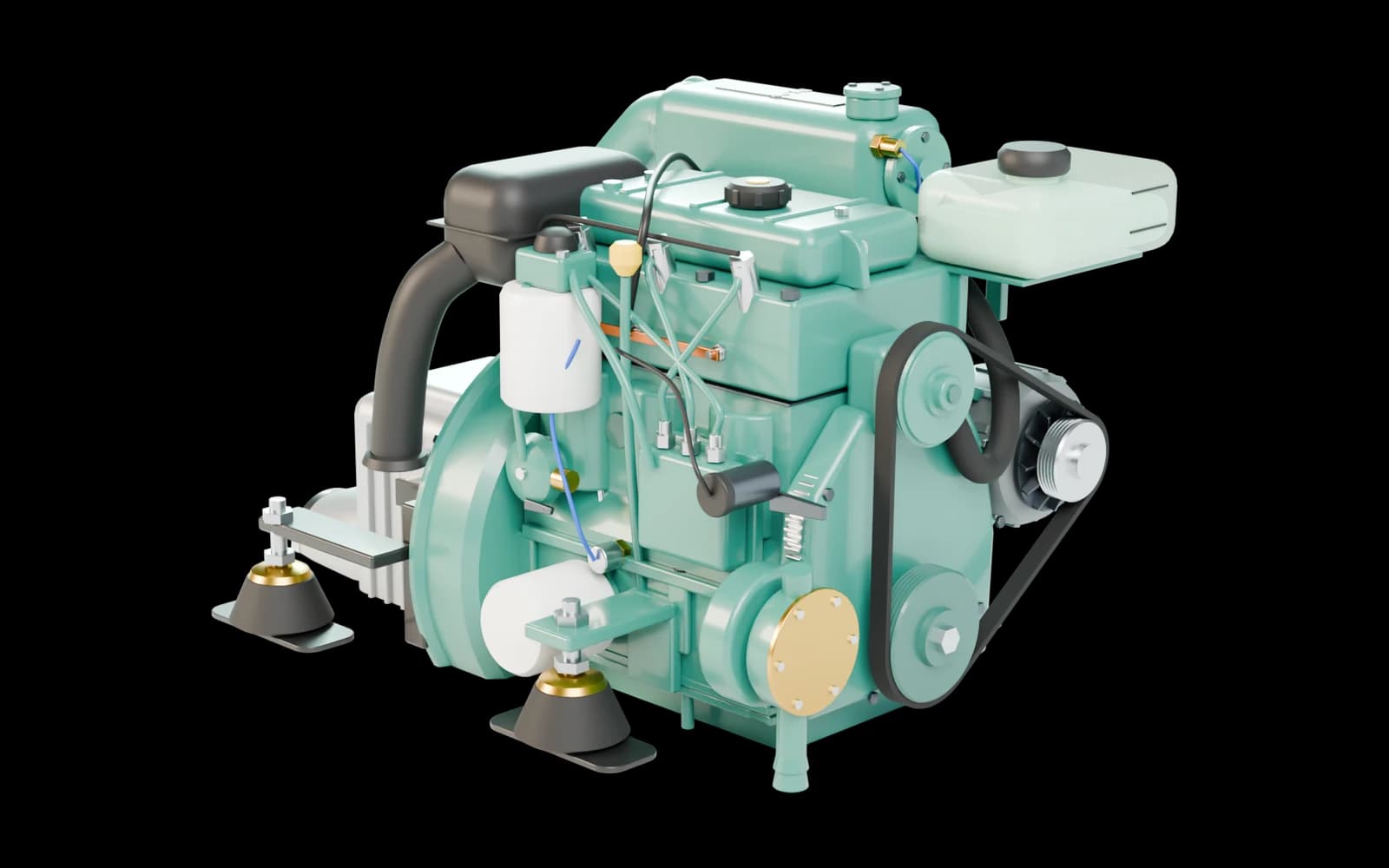 3D model of a Volvo Penta D1-30 with shaft drive (MS15A reverse gear)
