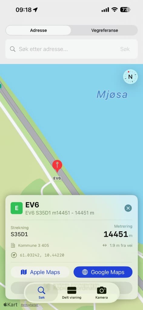 Kart med veireferanse